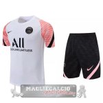 Paris Saint Germain Formazione Set Completo Maglia Calcio 2021-22 Bianco Rosa Nero