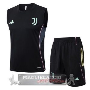 Set Completo Maglia Formazione Senza Maniche Juventus 2025 2026 Nero Rosa