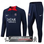 Paris Saint Germain Insieme Completo Bambino Blu Navy Rosso Felpa Cappuccio 2022-23