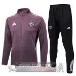 Set Completo Lunga Zip Giacca Manchester United 2025 2026 Purpureo Nero