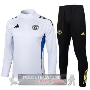 Set Completo Felpa Allenamento Formazione Manchester United 2025 2026 Bianco Nero