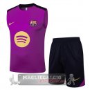 Set Completo Maglia Formazione Senza Maniche Barcelona 2025 2026 Purpureo Giallo