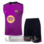 Set Completo Maglia Formazione Senza Maniche Barcelona 2025 2026 Purpureo Giallo