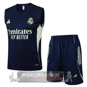 Set Completo Maglia Senza Maniche Formazione Real Madrid 2025 2026 Blu Navy I Verde