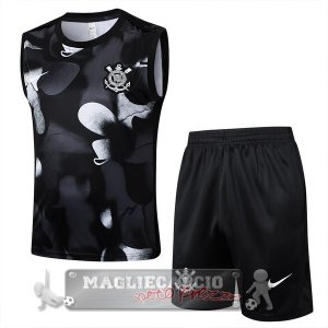 Set Completo Maglia Senza Maniche Formazione Corinthians Paulista 2025 2026 Nero Grigio