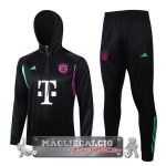 Giacca Felpa Cappuccio Set Completo Bayern Monaco 2023-24 Nero Purpureo