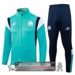Set Completo Giacca Lunga Zip Marsella 2023-24 Verde Bianco Blu
