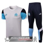 Marseille Formazione Set Completo Maglia Calcio 2021-22 I Grigio Nero Blu