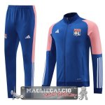 Set Completo Giacca Lunga Zip Lyon 2023-24 Blu Rosa