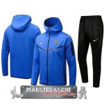 Giacca Felpa Cappuccio Set Completo Barcelona 2023-24 Blu Nero