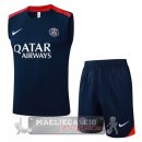 Set Completo Maglia Senza Maniche Formazione Paris Saint Germain 2025 2026 Blu Navy Rosso