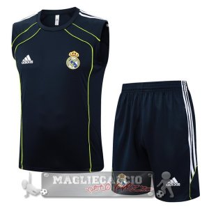 Set Completo Maglia Senza Maniche Formazione Real Madrid 2025 2026 Blu Navy Verde