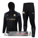 Giacca Felpa Cappuccio Set Completo Marsella 2023-24 Nero Grigio