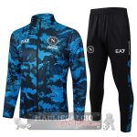 Set Completo Ropa Deportiva Con Cremallera Larga Bambino Napoli 2024 2025 Blu Nero
