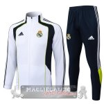 Set Completo Lunga Zip Giacca Bambino Real Madrid 2025 2026 Bianco Nero Verde