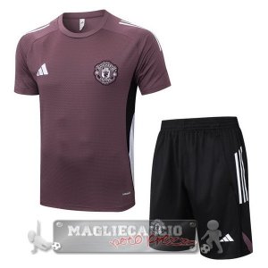 Set Completo Maglia Formazione Manchester United 2025 2026 Purpureo Nero