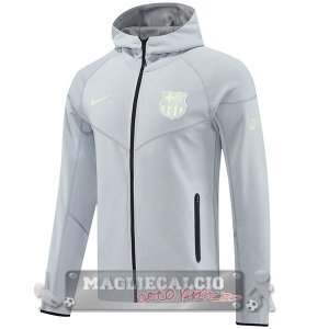 Lunga Zip Giacca Felpa Cappuccio Barcelona 2025 2026 Grigio Luce