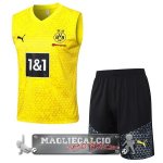 Borussia Dortmund Formazione Senza Maniche Set Completo Maglia Calcio 2023-24 Giallo Nero Borussia Dortmund Formazione Senza Maniche Set Completo Maglia Calcio 2023-24 Giallo Nero