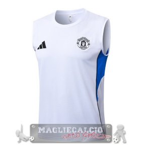Maglia Formazione Senza Maniche Manchester United 2025 2026 Bianco Blu