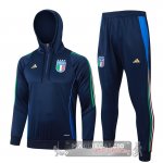 Set Completo Felpa Cappuccio Italia 2024 Blu Navy