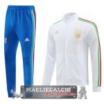 Set Completo Giacca Lunga Zip Italia 2024 Bianco Blu