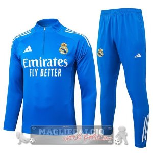 Set Completo Felpa Allenamento Formazione Real Madrid 2025 2026 Blu Bianco