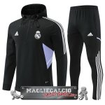 Real Madrid Set Completo Bambino Nero Purpureo Giacca Felpa Cappuccio 2022-23