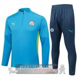 Set Completo Felpa Allenamento Formazione Manchester City 2024 2025 Blu Grigio