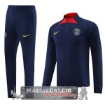 Felpa Da Allenamento Set Completo Paris Saint Germain 2023-24 Blu Navy II Rosso