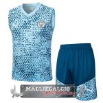 Manchester City Formazione Senza Maniche Set Completo Maglia Calcio 2023-2024 Blu