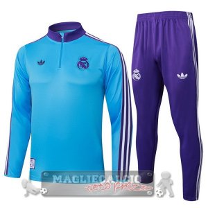 Set Completo Felpa Allenamento Formazione Real Madrid 2025 2026 Blu Purpureo