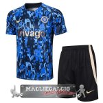Chelsea Formazione Set Completo Maglia Calcio 2023-24 Blu Nero Giallo
