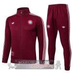Set Completo Lunga Zip Giacca Bayern Munich 2025 2026 Borgogna Bianco