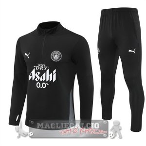 Set Completo Felpa Allenamento Formazione Manchester City 2025 2026 Nero Bianco