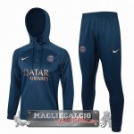Giacca Felpa Cappuccio Set Completo Paris Saint Germain 2023-24 Blu II Navy
