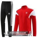 Adidas Set Completo Negro Rojo Bianco Giacca Lunga Zip 2023