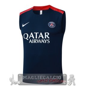 Maglia Senza Maniche Formazione Paris Saint Germain 2025 2026 Blu Navy Rosso
