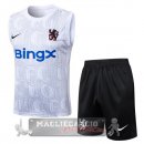 Set Completo Chelsea Maglia Formazione Senza Maniche 2025 2026 Bianco Blu Nero
