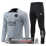 Paris Saint Germain Set Completo Bambino Giocatori Grigio Nero Felpa Da Allenamento 2022-23