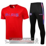Paris Saint Germain Formazione Set Completo Maglia Calcio 2021-22 Rosso Purpureo Nero