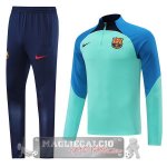 Barcellona Insieme Completo Blu Navy Verde Felpa Cappuccio 2022-23