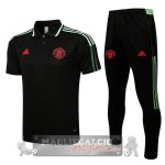 Manchester United nero Verde Maglia Set Completo POLO 2021-22