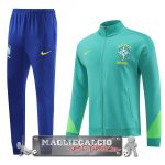 Set Completo Giacca Lunga Zip Brasile 2023 Blu I Verde