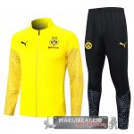 Set Completo Giacca Lunga Zip Borussia Dortmund 2023-24 Giallo I Nero