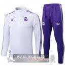 Set Completo Felpa Allenamento Formazione Real Madrid 2025 2026 Bianco Purpureo
