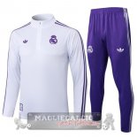 Set Completo Felpa Allenamento Formazione Real Madrid 2025 2026 Bianco Purpureo