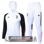 Set Completo Felpa Cappuccio Bambino Juventus 2023-24 Bianco Nero Rosa
