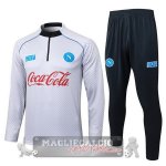 Set Completo Felpa Allenamento Formazione Bambino Napoli 2025 2026 Bianco Nero
