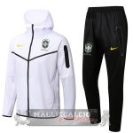 Brasile Insieme Completo Bianco Nero Giacca Con Capucha 2022