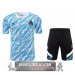 Marseille Formazione Set Completo Maglia Calcio 2021-22 Blu Luce Nero
